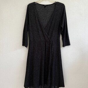 Torrid Size 0 Midi‎ Faux Wrap Dress Ultra Soft Heather Gray 3/4 Sleeve V Neck 1X